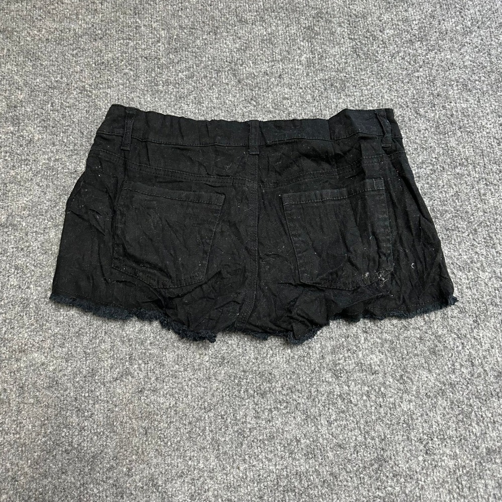 Forever 21 Denim Shorts Womens Size 28 Black Raw Hem Frayed Casual Stretch Mini
